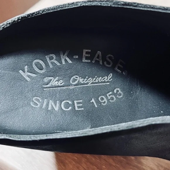 Kork-Ease Black Leather Stacked Block Heel Mule Booties Womens 7.5M - Picture 7 of 12